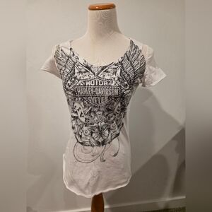 Harley-Davidson White Graphic Short Sleeve Tee